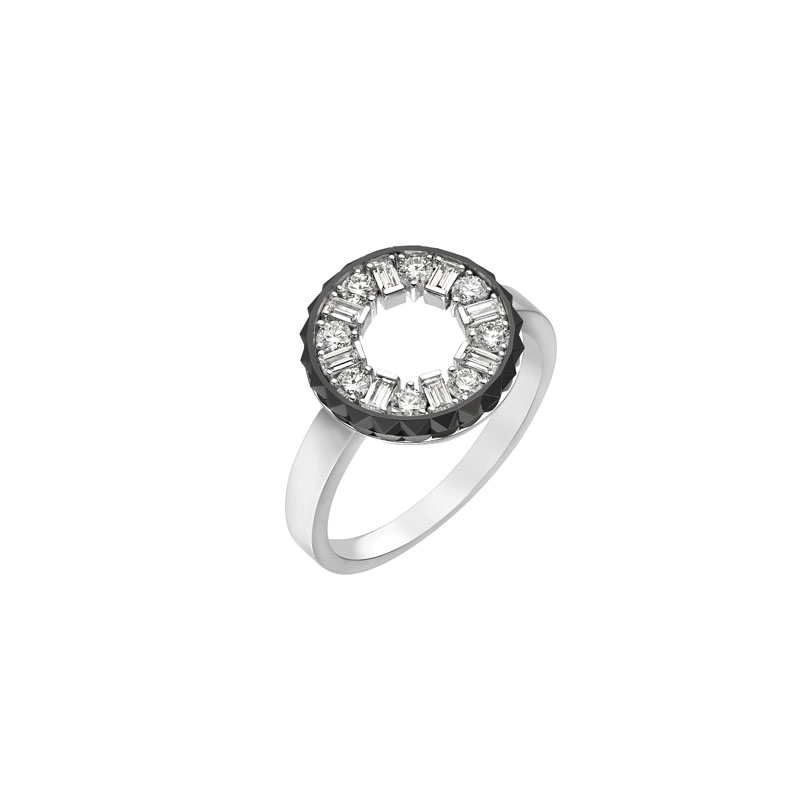 18K White Gold, Rhodium Black Gold and Diamond Ring