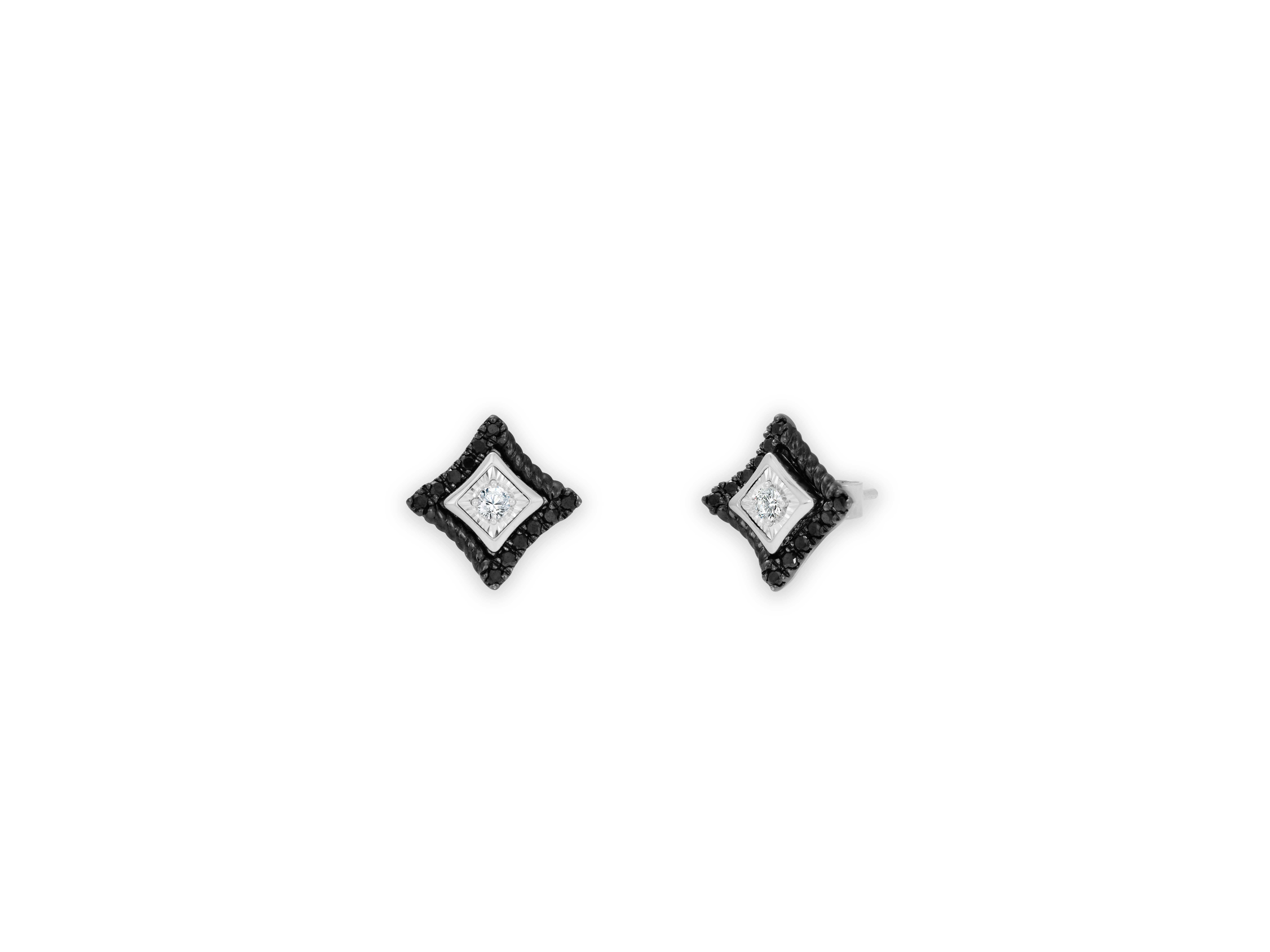 ENCORE - 18K White and Rhodium Black Gold Diamond Single Earring