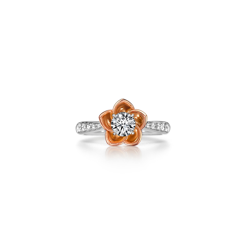 18K White Gold and Rose Gold Diamond Ring