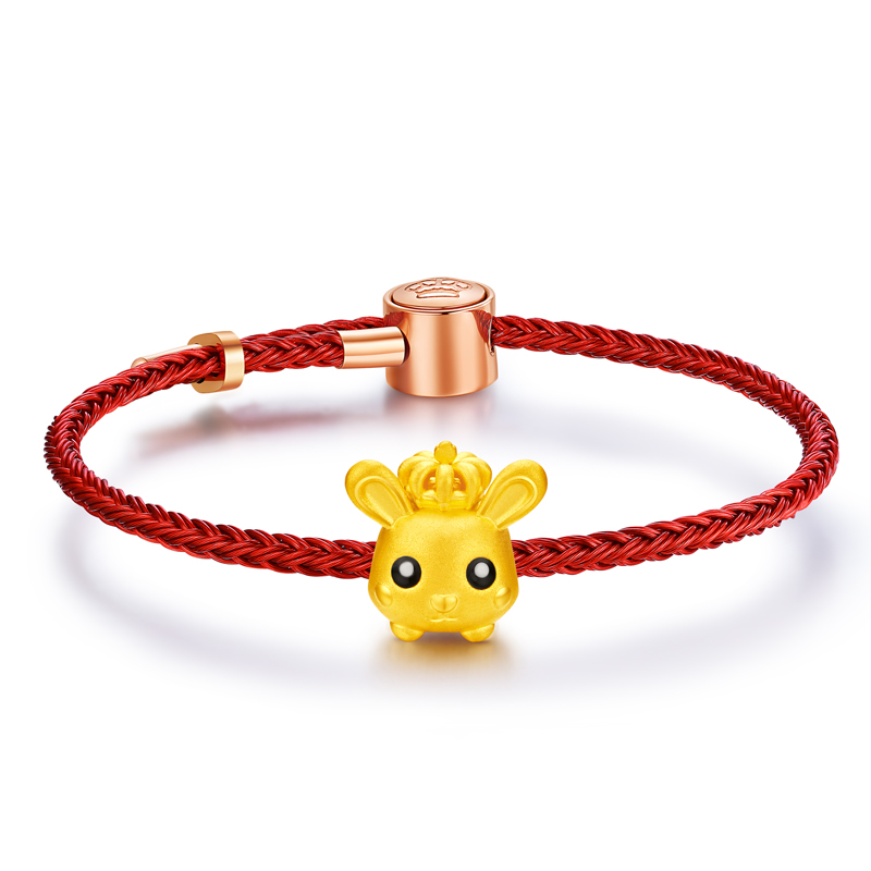 Chinese Zodiac 2021: Rabbit - Fine Gold Pendant (With Red Bracelet)