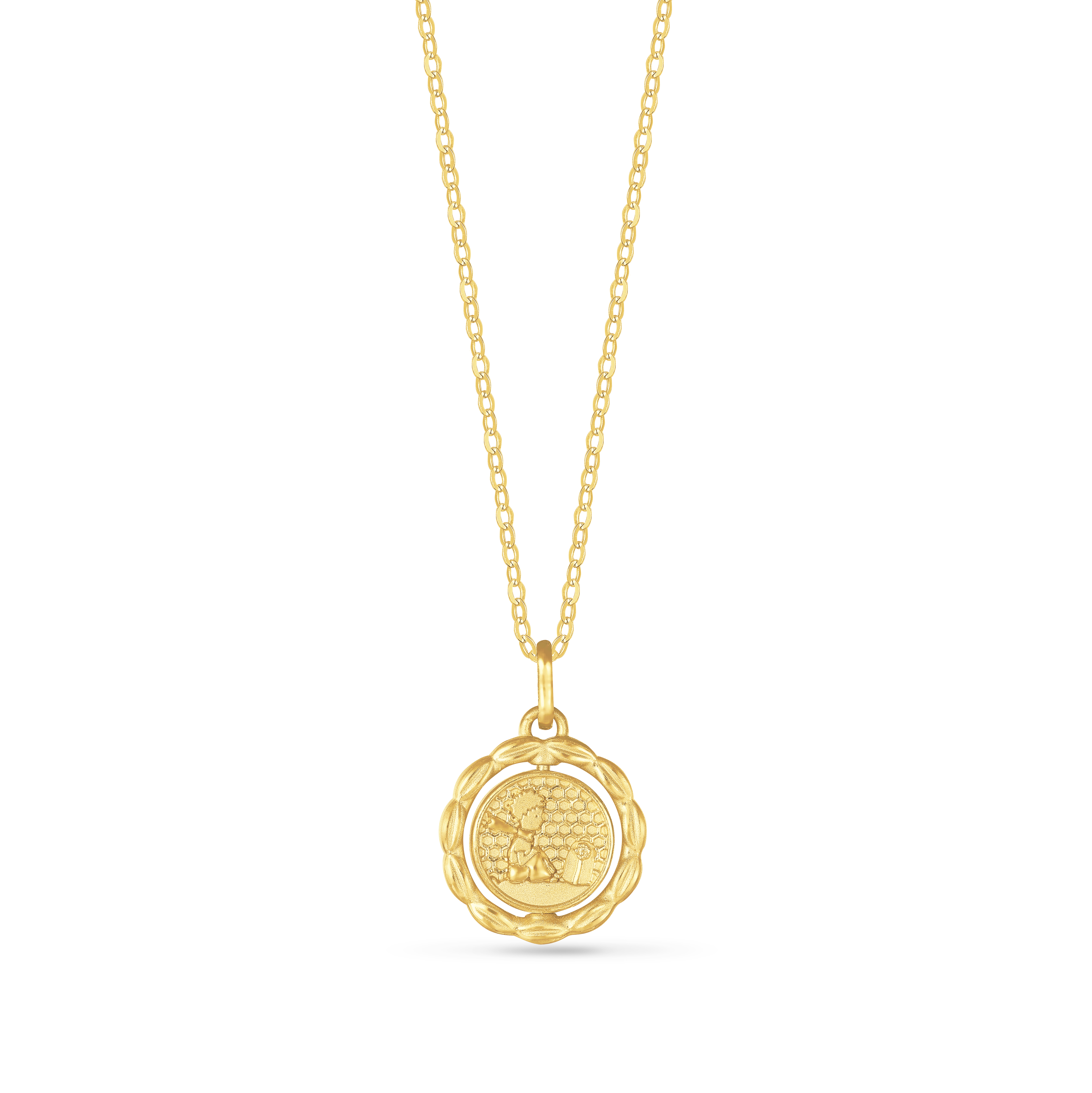 Fine Gold Pendant -Le Petit Prince and Rose (without Necklace)