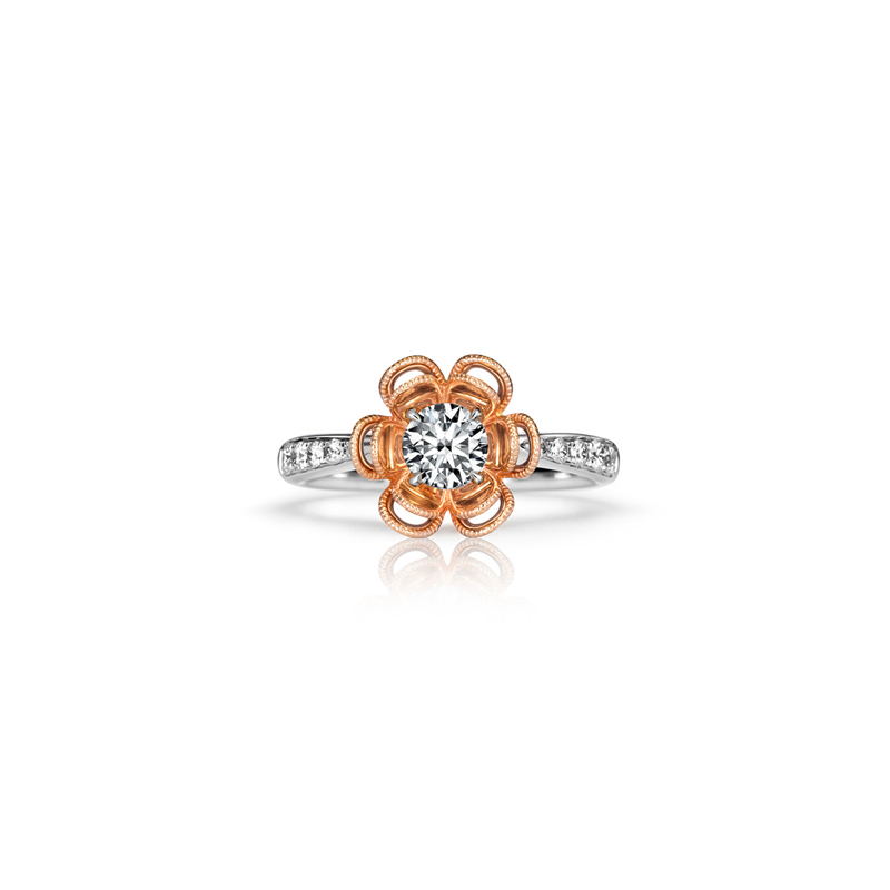 18K White Gold and Rose Gold Diamond Ring