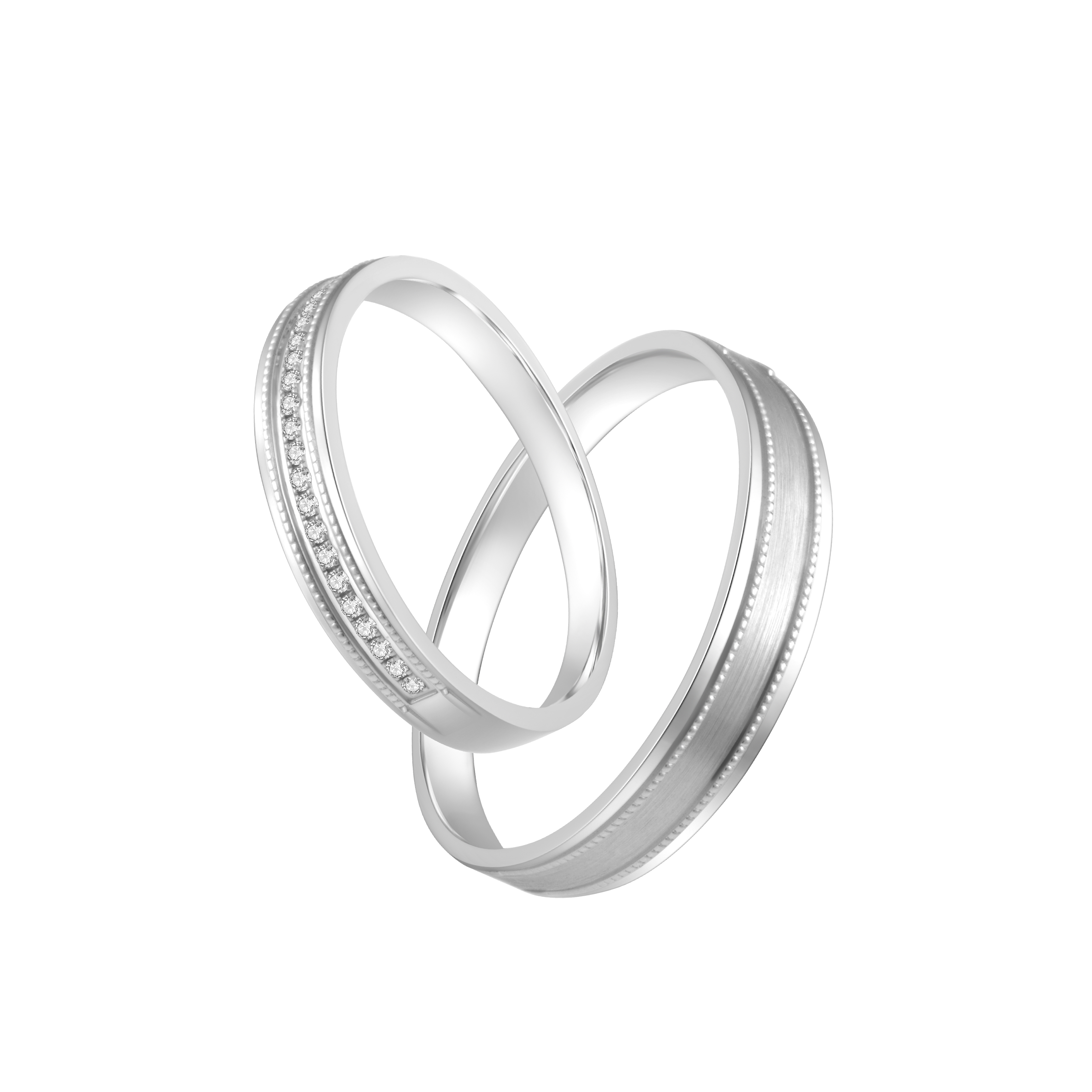 Bond of Two Wedding Band Collection 18K White Gold Diamond Wedding Band