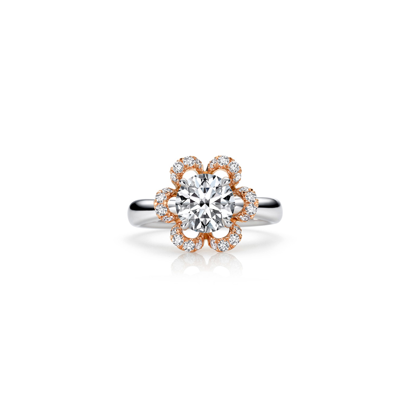 18K White Gold and Rose Gold Diamond Ring