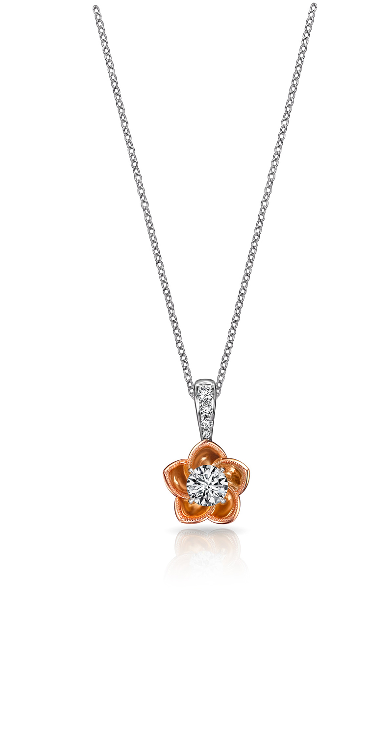 18K White Gold and Rose Gold Diamond Pendant