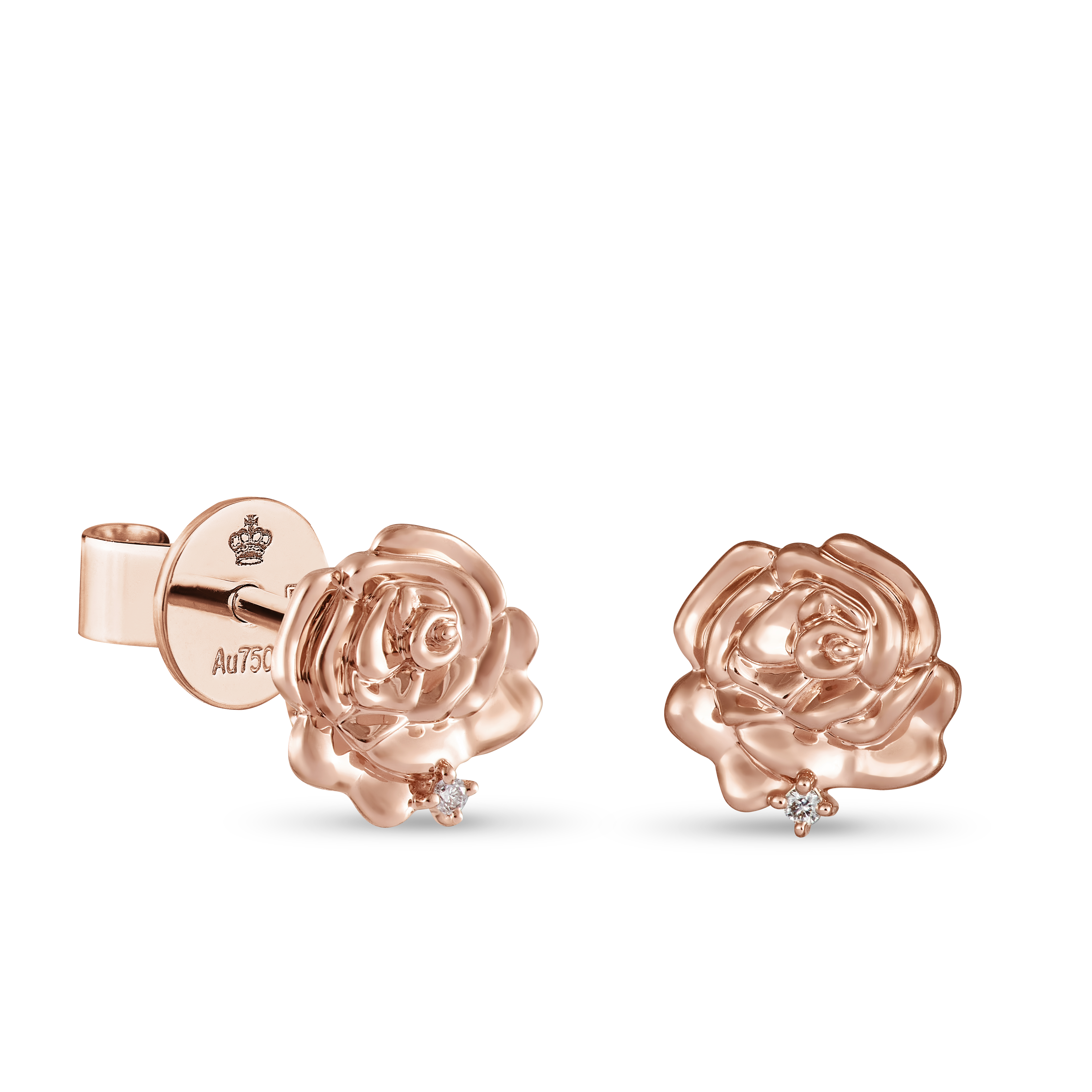 18K Rose Gold Diamond Earring (Single) - Rose