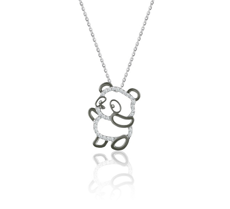 Baby Panda (Full diamond version) - 18K White Gold and Diamond Pendants