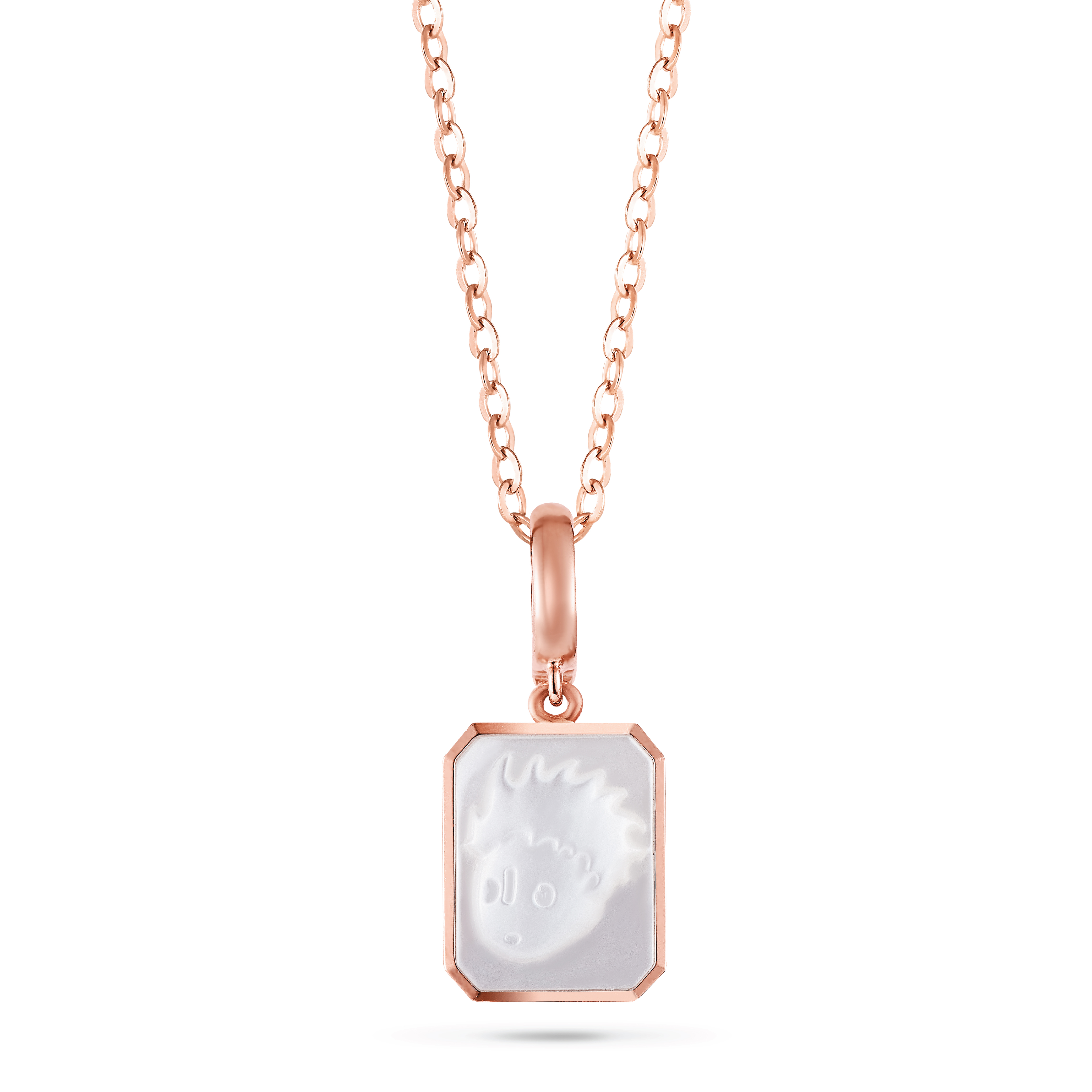 18K Rose Gold Diamond Pendant with Mother of Pearl