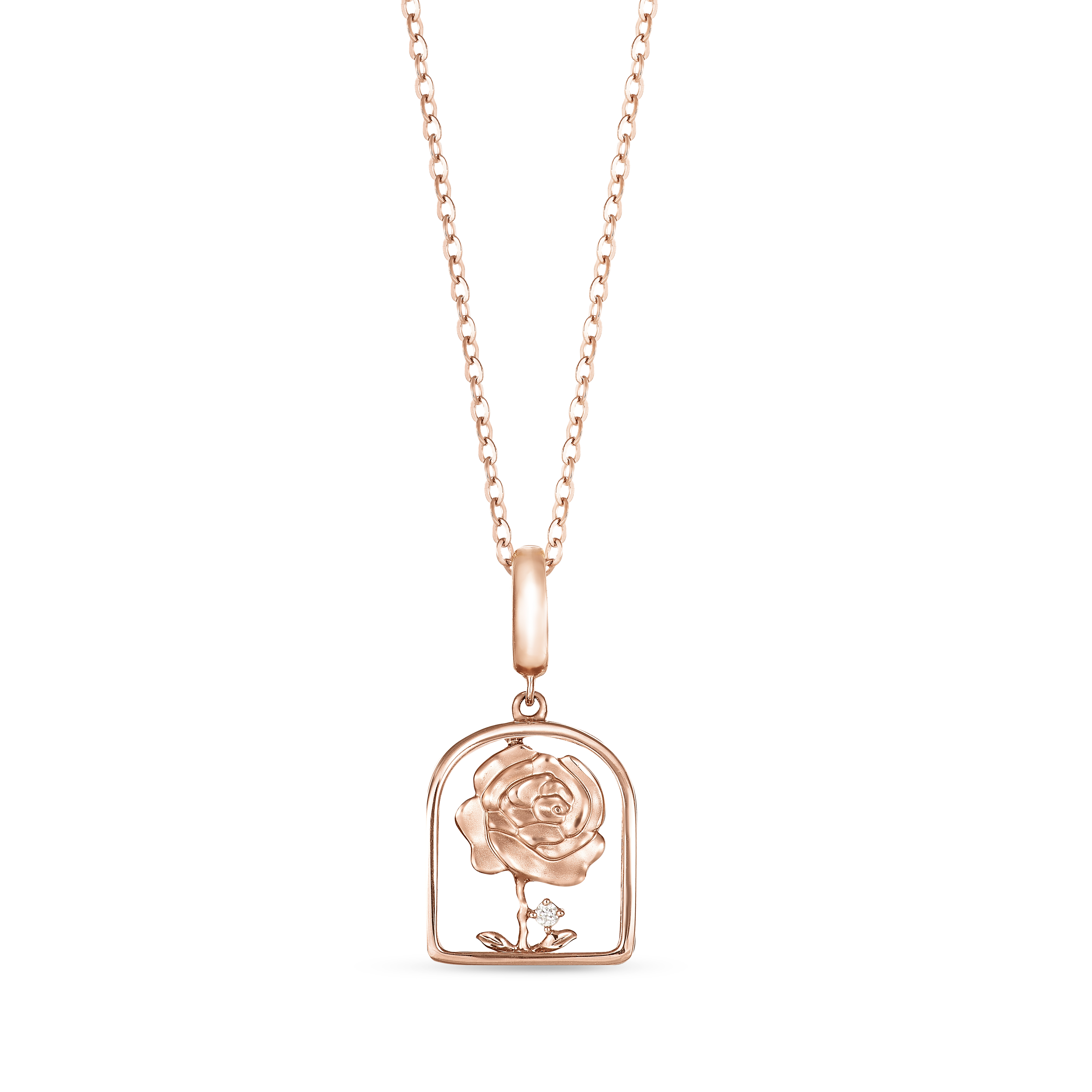 18K Rose Gold Diamond Pendant - Rose