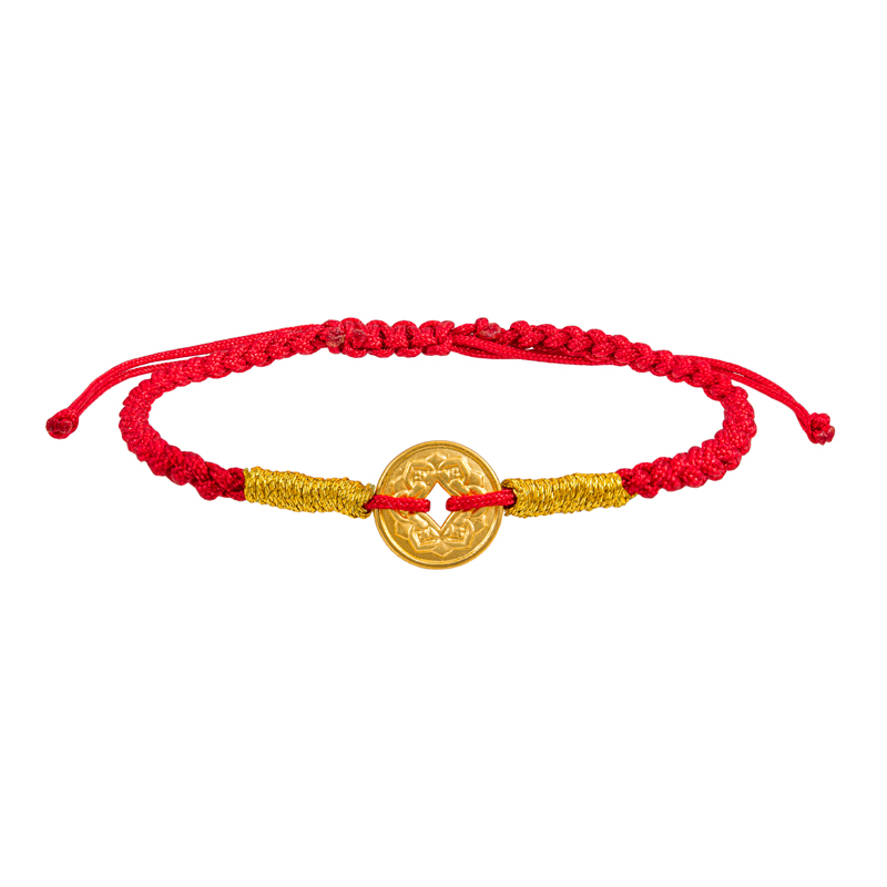 Fine Gold Pendant With Red Bracelet - Lotus
