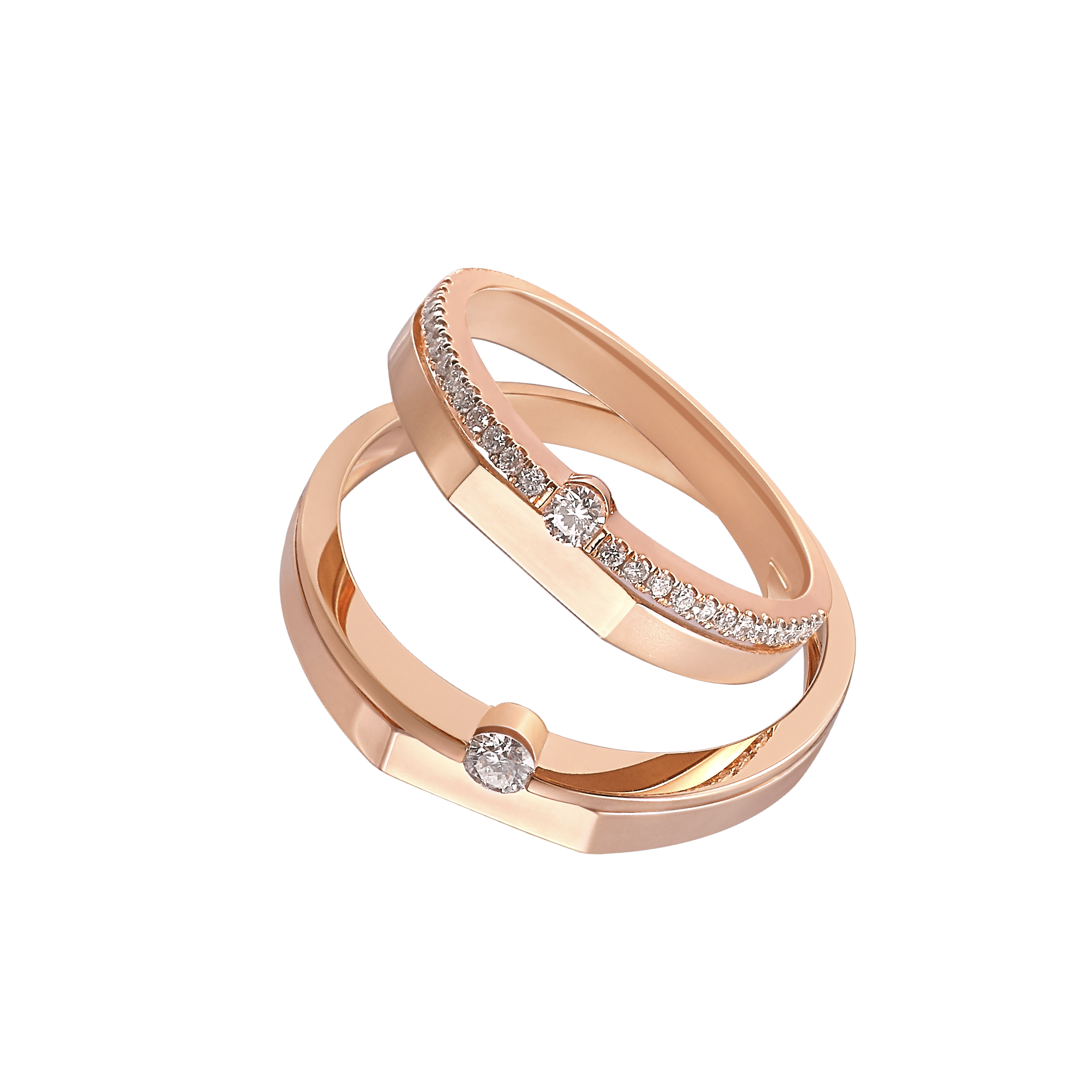 By My Side Wedding Band Collection 18K Rose Gold Diamond Wedding Band