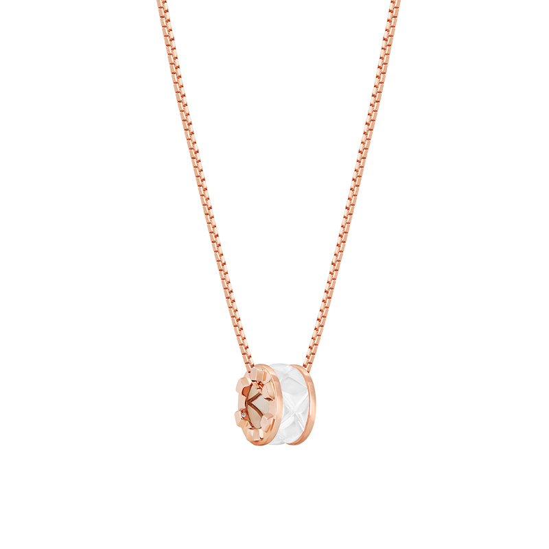 18K Rose Gold White Ceramic Pendant