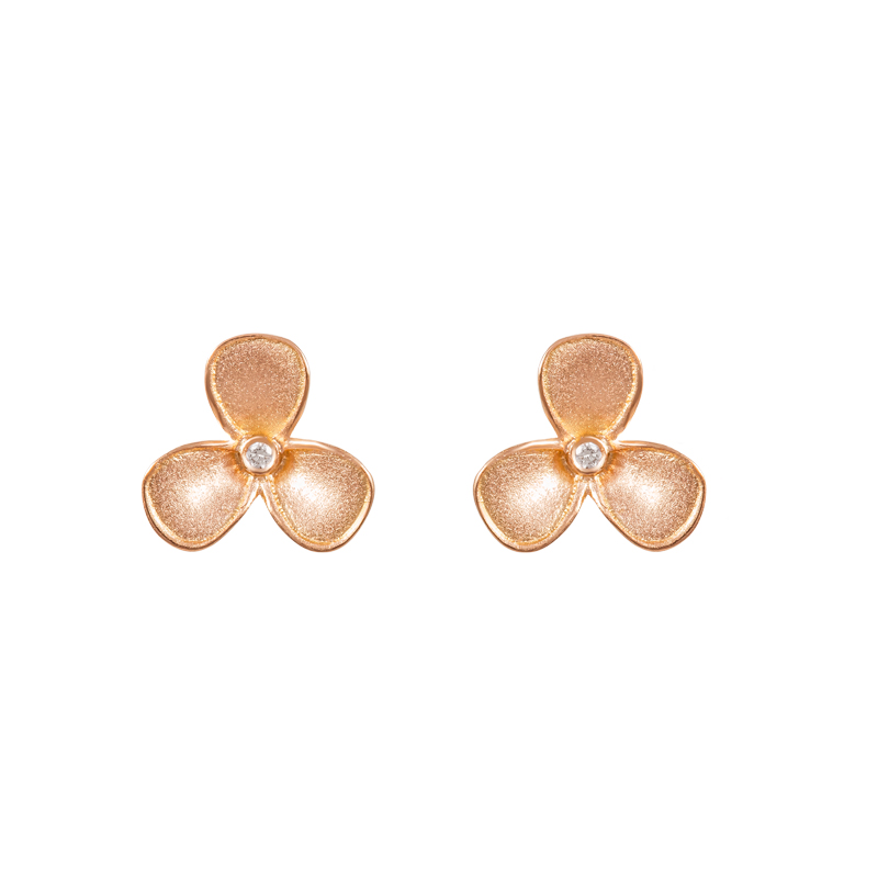 18K Rose Gold/ 18K White Gold Diamond Earrings