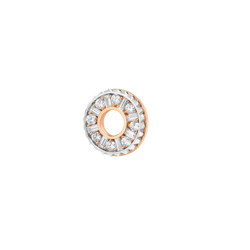 18K Rose Gold, White Gold and Diamond Single Earring
