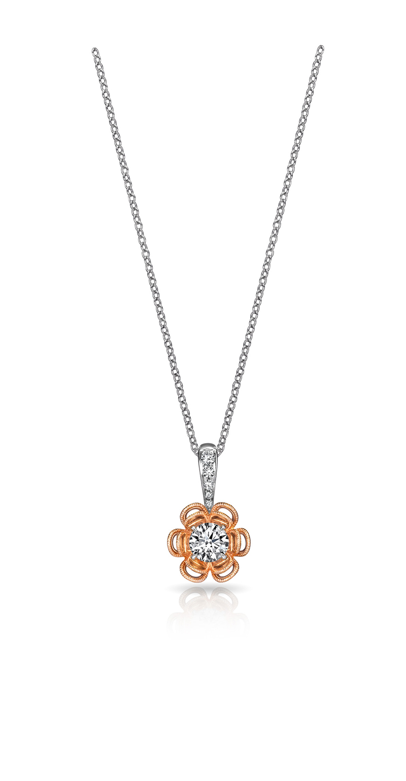 18K White Gold and Rose Gold Diamond Pendant