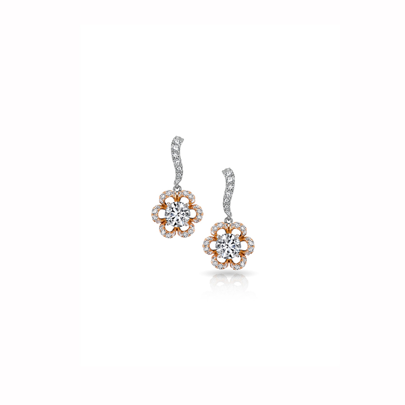 18K White Gold and Rose Gold Diamond Earring