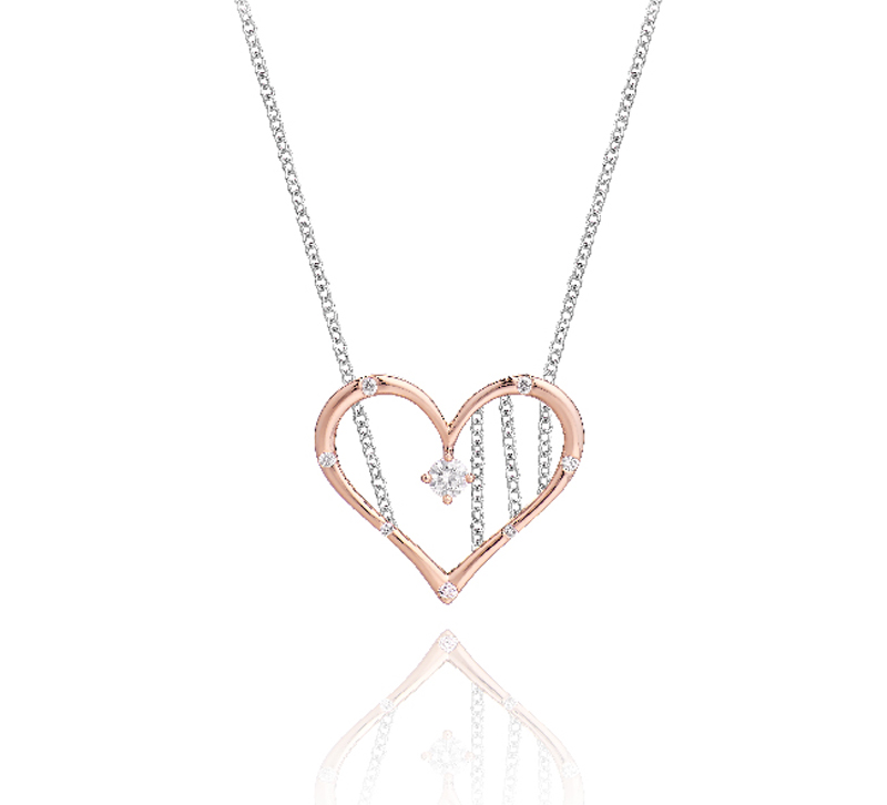 18K White Gold and Rose Gold Diamond Necklace