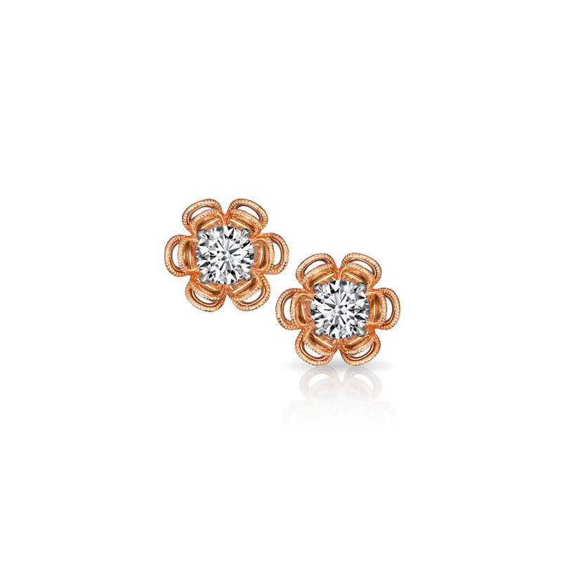 18K White Gold and Rose Gold Diamond Earring