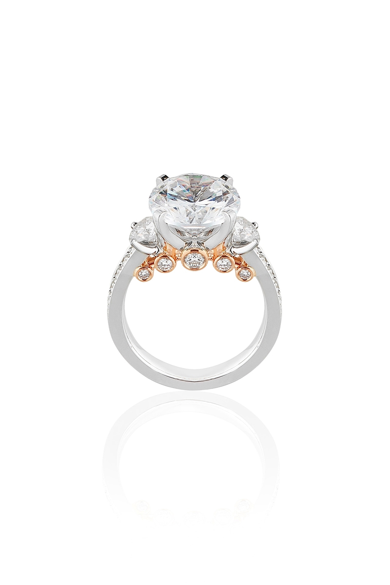 18K White Gold and Rose Gold Diamond Ring