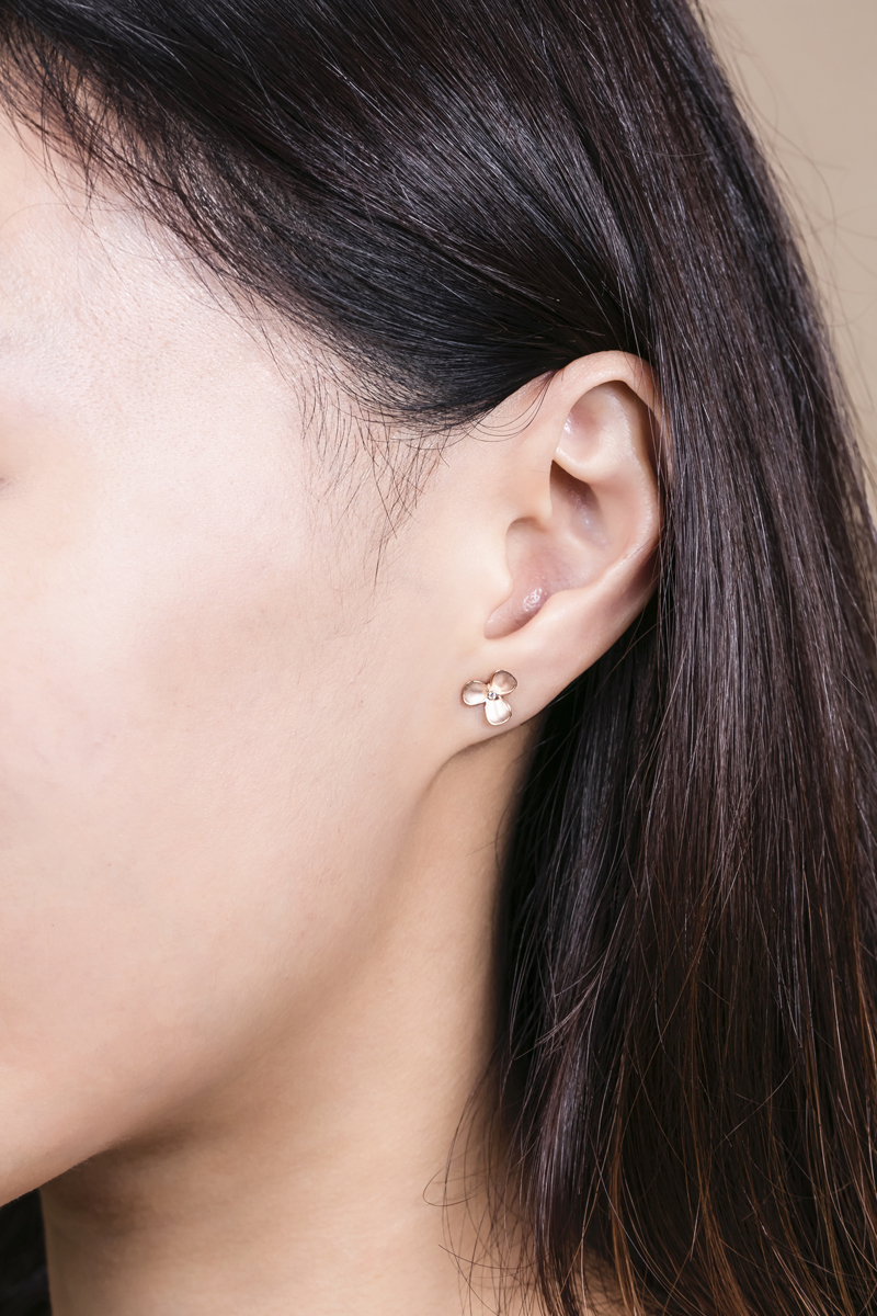 18K Rose Gold/ 18K White Gold Diamond Earrings