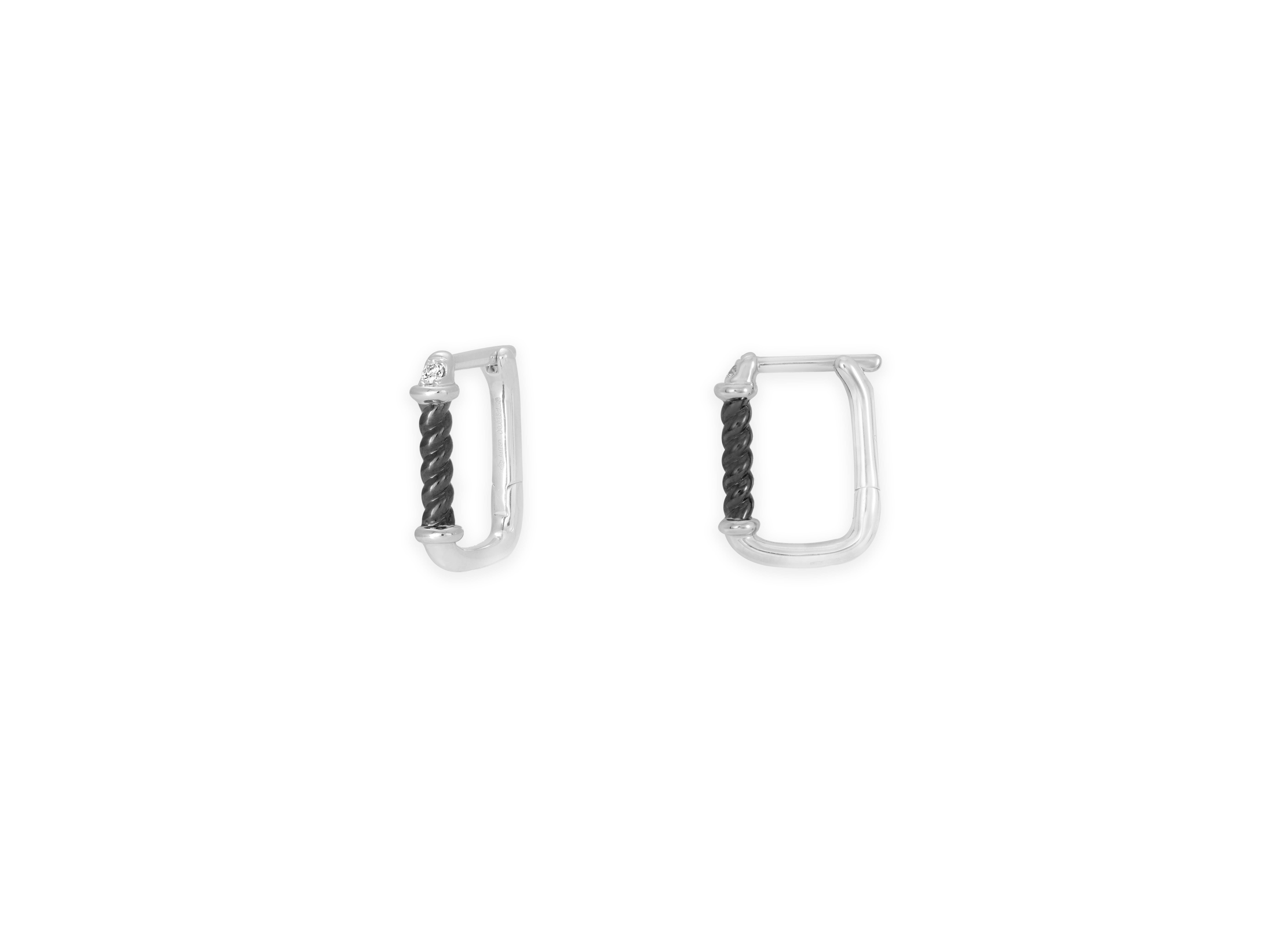 CORE - 18K White and Rhodium Black Gold Diamond Single Earring
