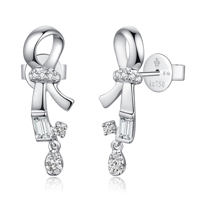 18K White Gold Diamond Earrings (Mainland China E-commerce Exclusive)