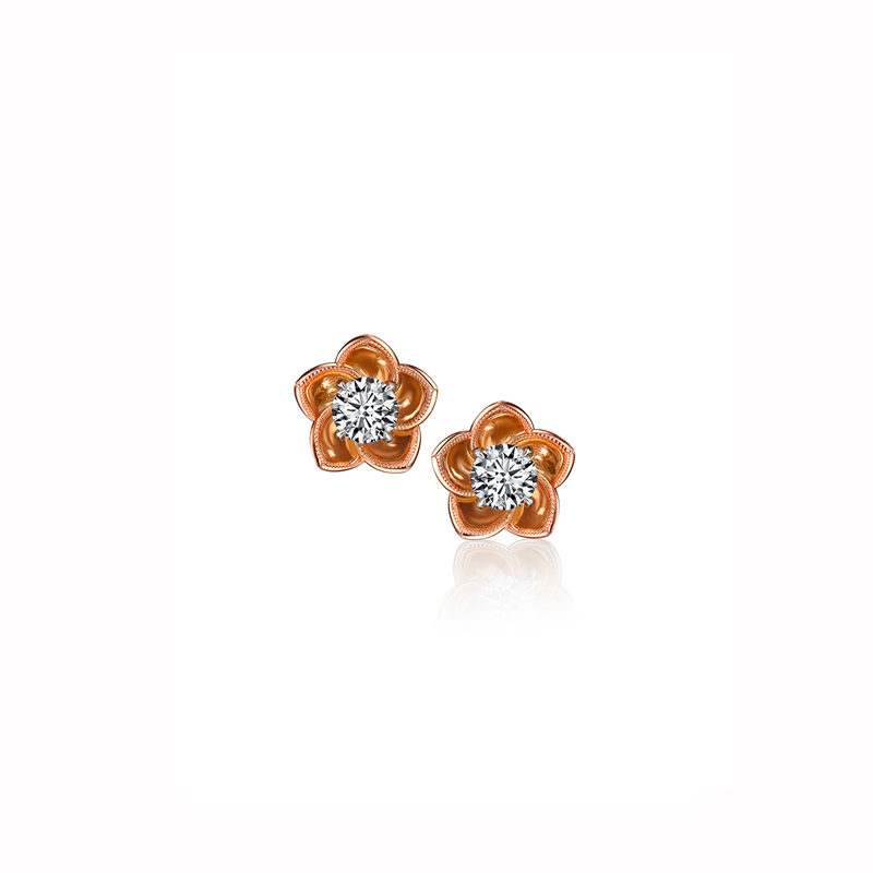 18K White Gold and Rose Gold Diamond Earring