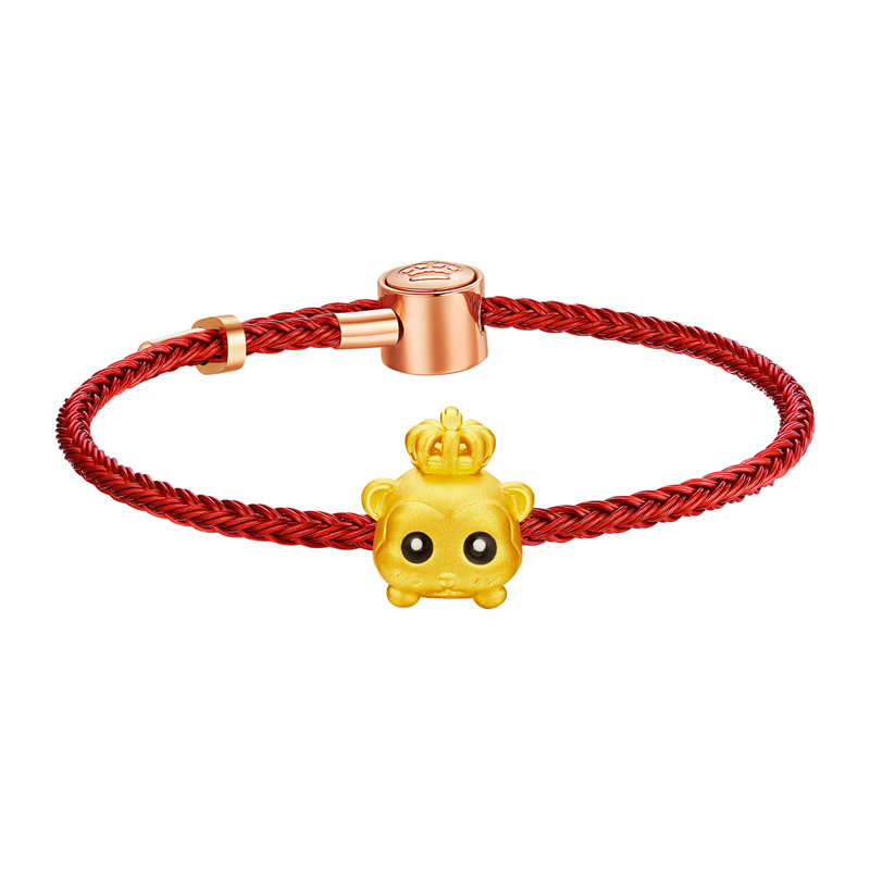 Chinese Zodiac 2021: Monkey - Fine Gold Pendant (With Red Bracelet)