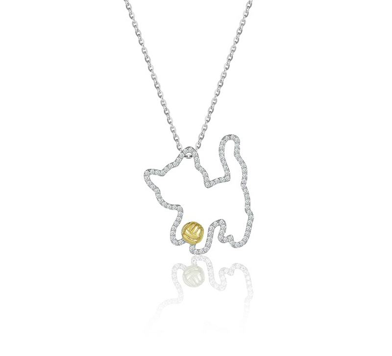 Baby Cat (Full diamond version) - 18K White Gold and Diamond Pendants