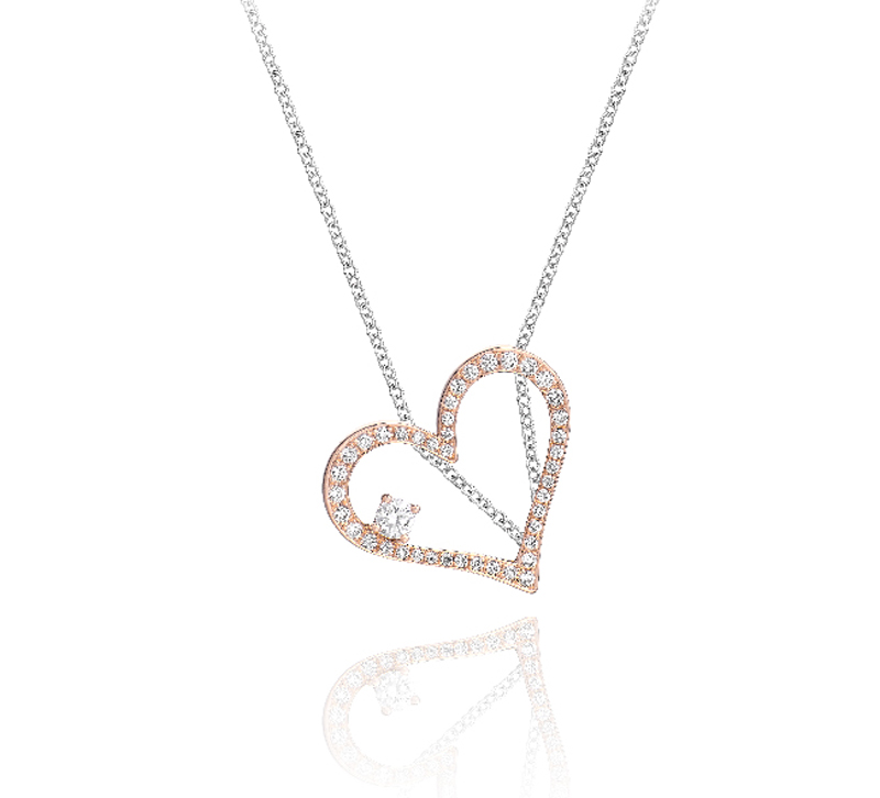 18K White Gold and Rose Gold Diamond Necklace